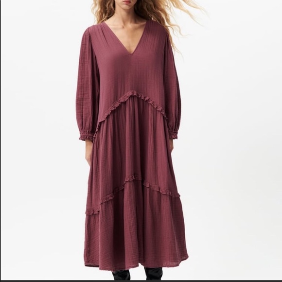 LAST NWT ZARA PLEATED DRESS DARK PURPLE - Picture 6 of 10